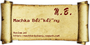 Machka Bökény névjegykártya